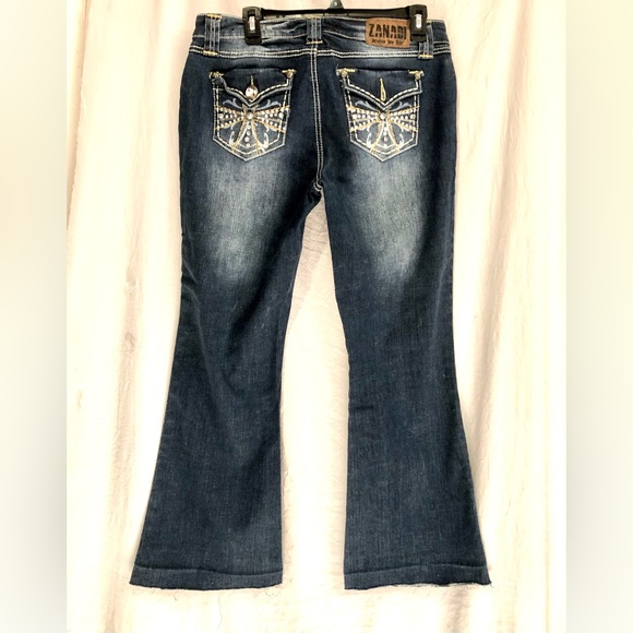 ZANADI women’s embellished flared boot cut jeans dstk wash size 10 NWOT - Picture 3 of 9